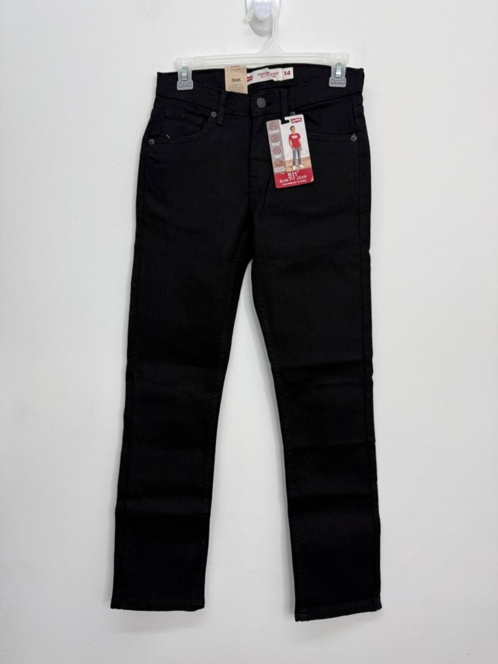 Levi's Boys Youth Jeans 14 511 Slim Flex Stretch Denim Black Jeans Size 14